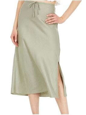 Madewell Womens Lagenlook Beachy Linen Blend Drawstring Midi Slip Skirt Size 6